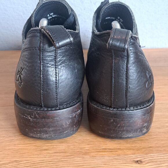 Fluevog Simple Living Winch Women’s 8 Black Leather Wholecut Lace-Up Shoes